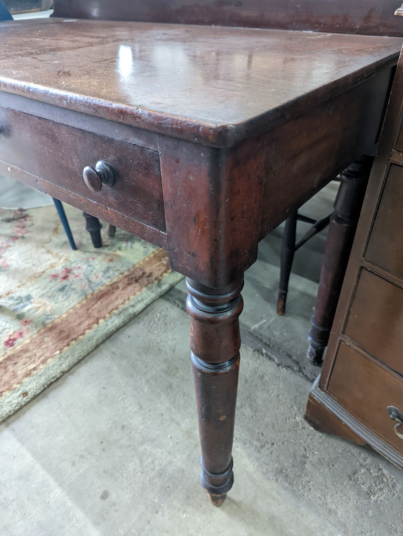 A Victorian mahogany two drawer side table, width 99cm, depth 53cm, height 80cm